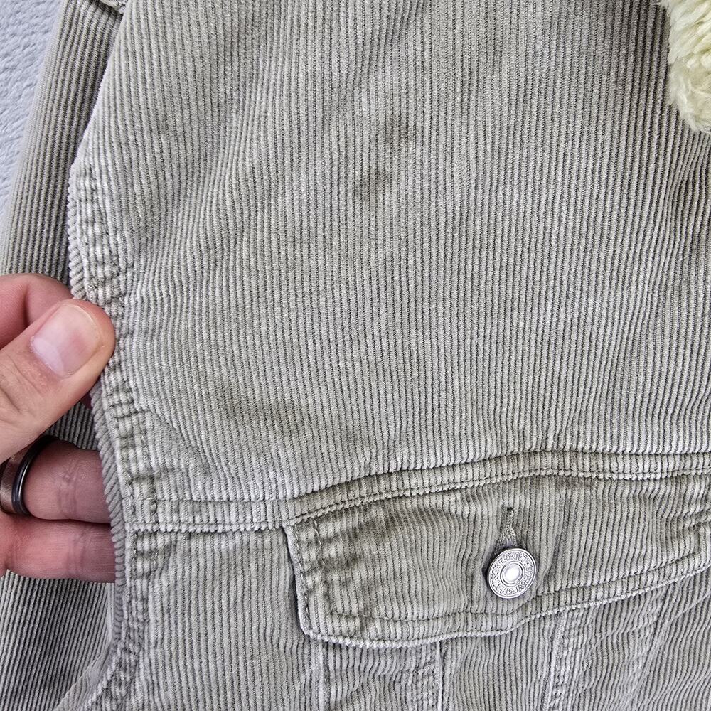 Vintage Levis Corduroy Sherpa Lined Trucker Jacket Large Beige 70520 Y2K - Picture 6 of 14